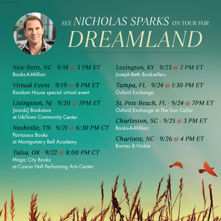 Nicholas Sparks Exciting updates for my Dreamland Book Tour!