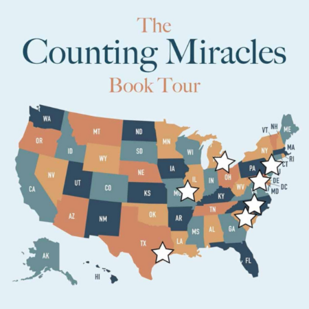 Tickets are now on sale for the Counting Miracles Book Tour!